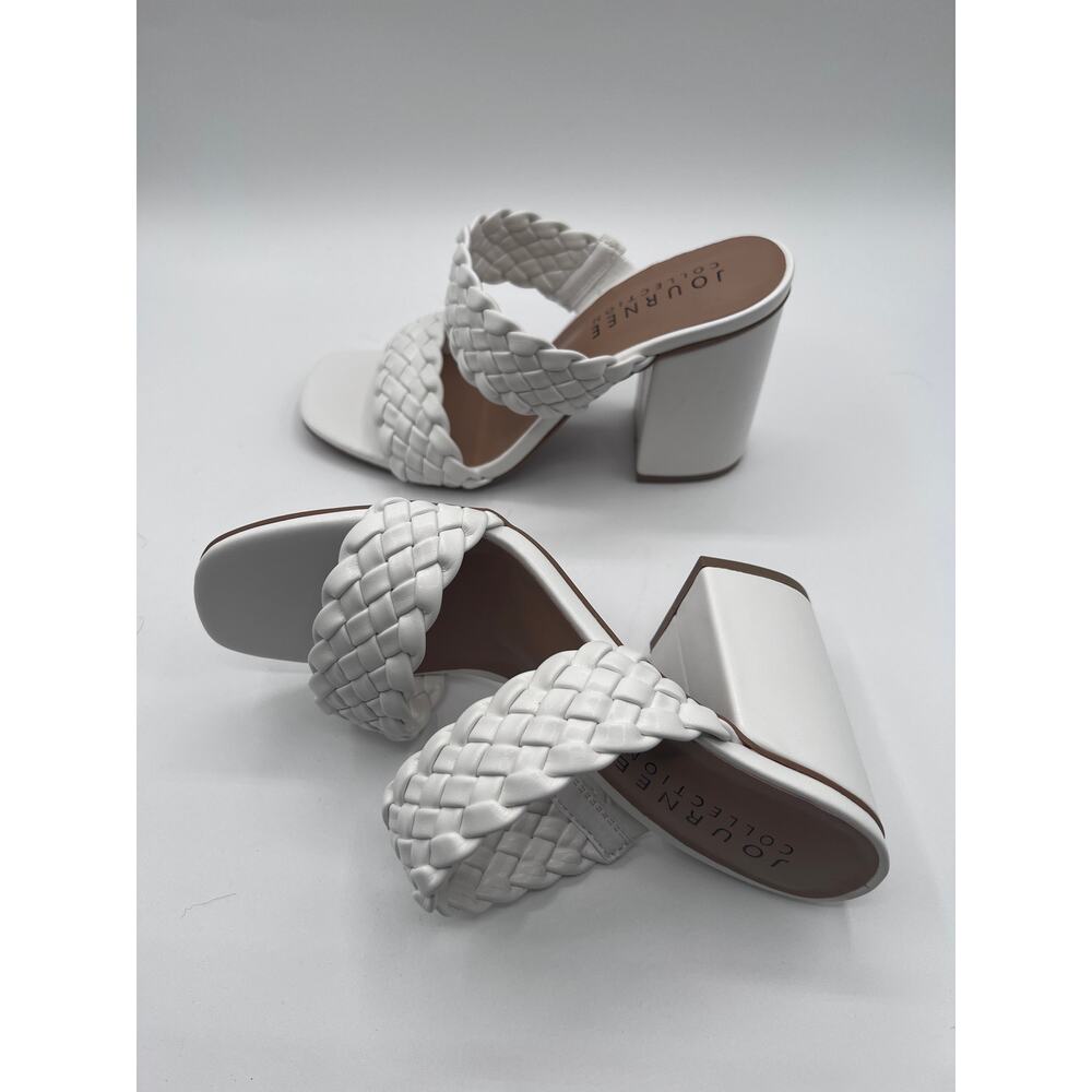 Journee Collection White Braided Chunky Heel Sandals - Picture 9 of 12